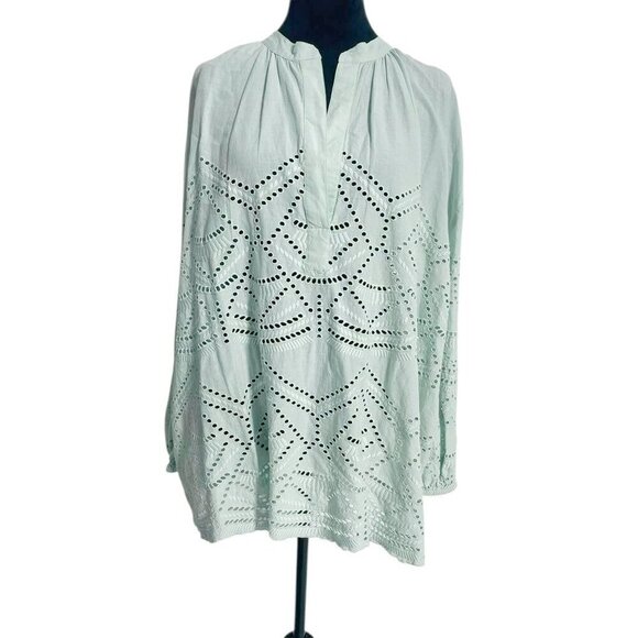 Sundance Size Medium  Top Blouse Eyelet Long Sleeve Boho - Picture 2 of 7